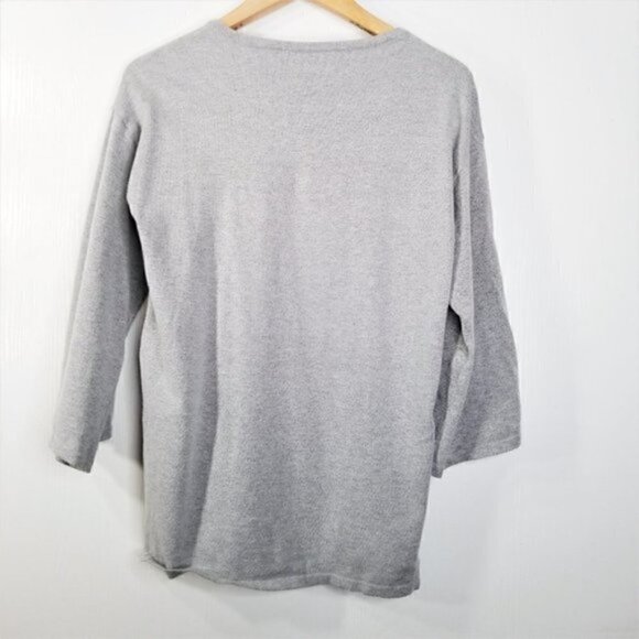 Philosophy Grey Slouchy Oversized 3/4 Sleeve Knit - Picture 6 of 7